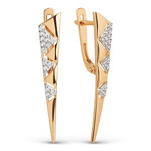 Серьги из красного золота с фианитами