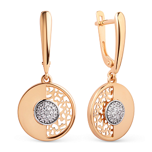 Серьги из красного золота с фианитами