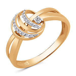 Кольцо из красного золота с фианитами