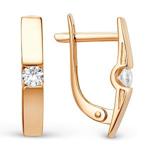 Серьги из красного золота с фианитами