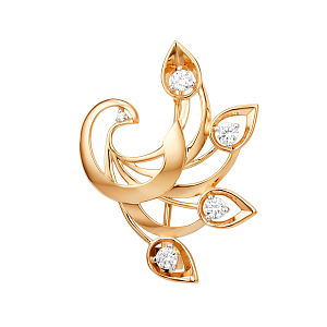 Брошь из красного золота с фианитами