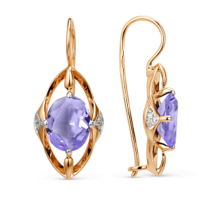 Серьги из красного золота с аметистами