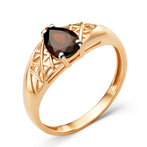 Кольцо из красного золота с гранатом