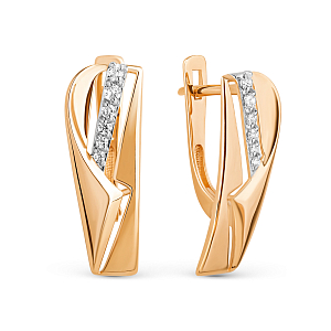 Серьги из красного золота с фианитами