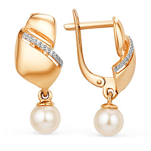 Серьги из красного золота с фианитами