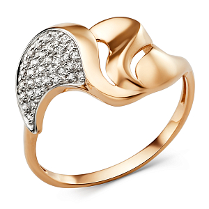 Кольцо из красного золота с фианитами