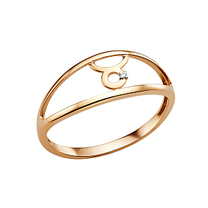 Кольцо из красного золота с фианитом