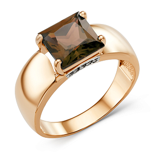 Кольцо из красного золота с раухтопазом