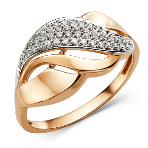 Кольцо из красного золота с фианитами