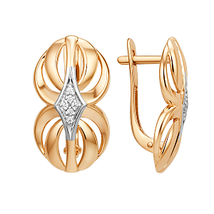 Серьги из красного золота с фианитами