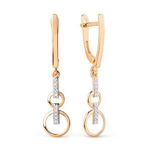 Серьги из красного золота с фианитами