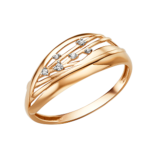 Кольцо из красного золота с фианитами