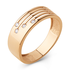 Кольцо из красного золота с фианитами