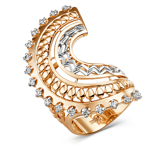 Кольцо из красного золота с фианитами