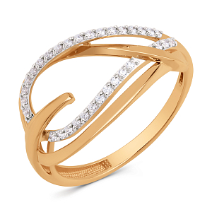 Кольцо из красного золота с фианитами