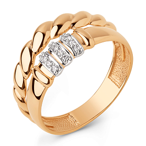 Кольцо из красного золота с фианитами