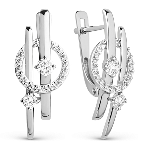 Серьги из белого золота с фианитами