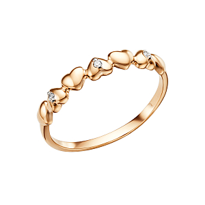 Кольцо из красного золота с фианитами