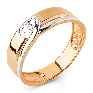 Кольцо из красного золота с фианитом