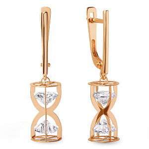 Серьги из красного золота с фианитами