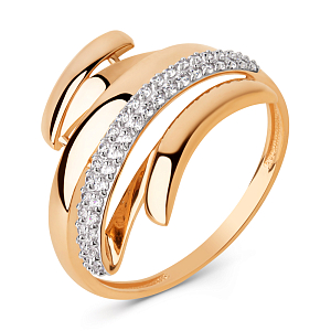 Кольцо из красного золота с фианитами