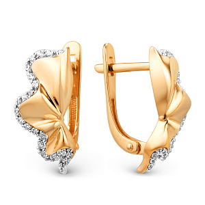 Серьги из красного золота с фианитами