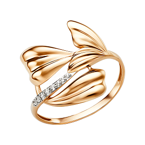 Кольцо из красного золота с фианитами