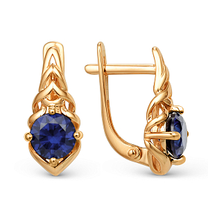 Серьги из красного золота с корундами