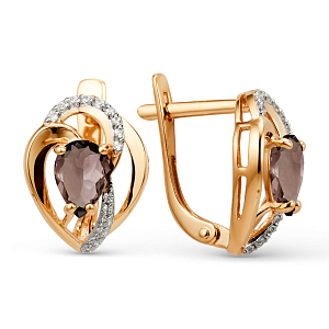 Серьги из красного золота с раухтопазами