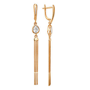 Серьги из красного золота с фианитами