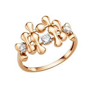 Кольцо из красного золота с фианитами