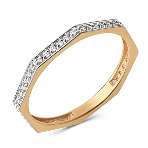 Кольцо из красного золота с фианитами