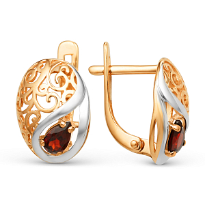Серьги из красного золота с гранатами