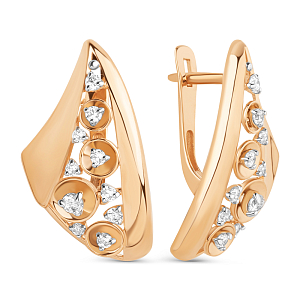 Серьги из красного золота с фианитами