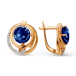 Серьги из красного золота с корундами