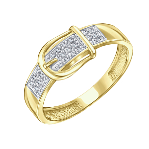 Кольцо из желтого золота с фианитами