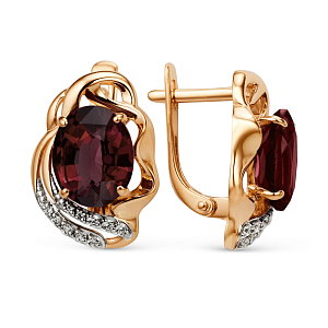 Серьги из красного золота с корундами