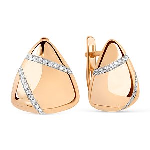 Серьги из красного золота с фианитами