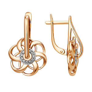 Серьги из красного золота с фианитами