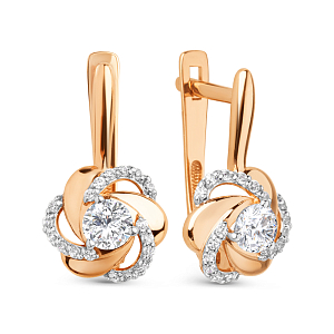 Серьги из красного золота с фианитами