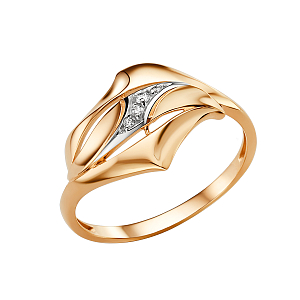 Кольцо из красного золота с фианитами