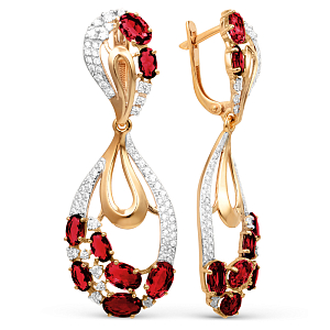 Серьги из красного золота с гранатами