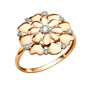 Кольцо из красного золота с фианитами