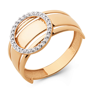 Кольцо из красного золота с фианитами