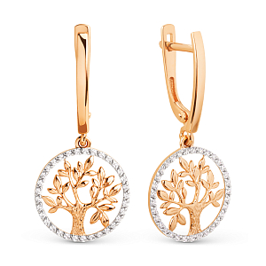 Серьги из красного золота с фианитами