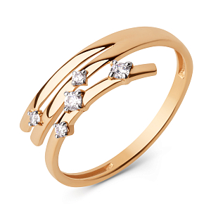 Кольцо из красного золота с фианитами