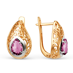 Серьги из красного золота с корундами