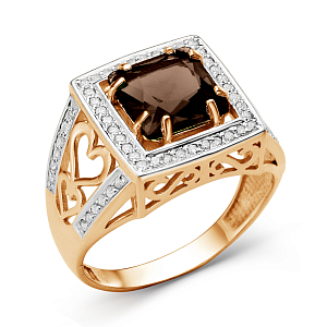 Кольцо из красного золота с раухтопазом