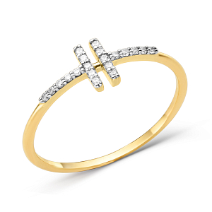 Кольцо из желтого золота с фианитами