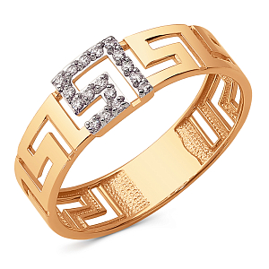 Кольцо из красного золота с фианитами